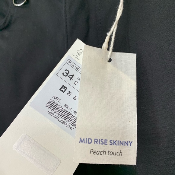 Zara Dark Black Peach Touch Soft Denim Mid Rise Skinny Jeans New Nwt Size 2 - Picture 10 of 16